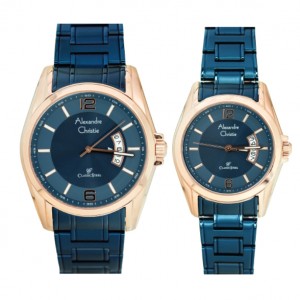Alexandre Christie AC 8289 Rosegold Blue Couple